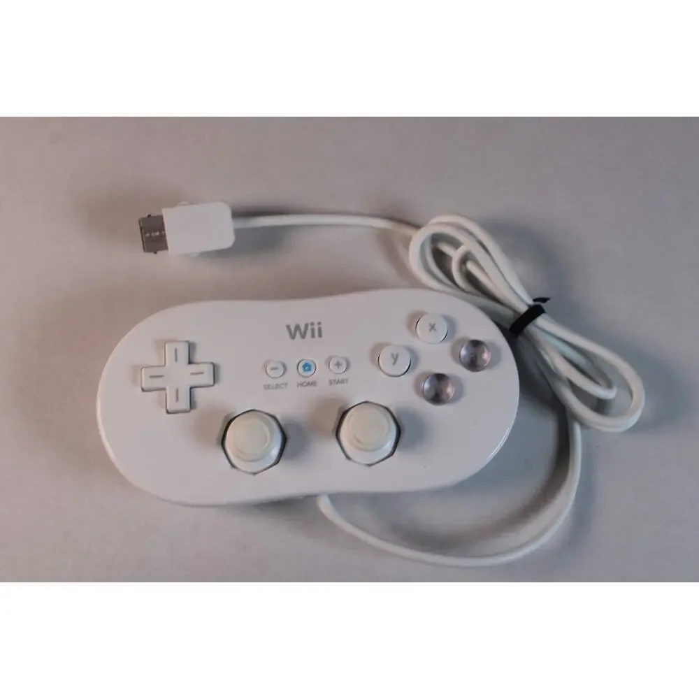 Official Nintendo Wii Pro Controller Classic White RVL-005 OEM - TESTED WORKs